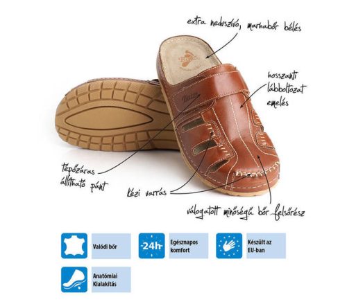Batz férfi papucs - KZ Barna