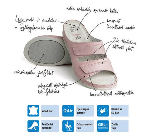 Batz női papucs - Rea pink
